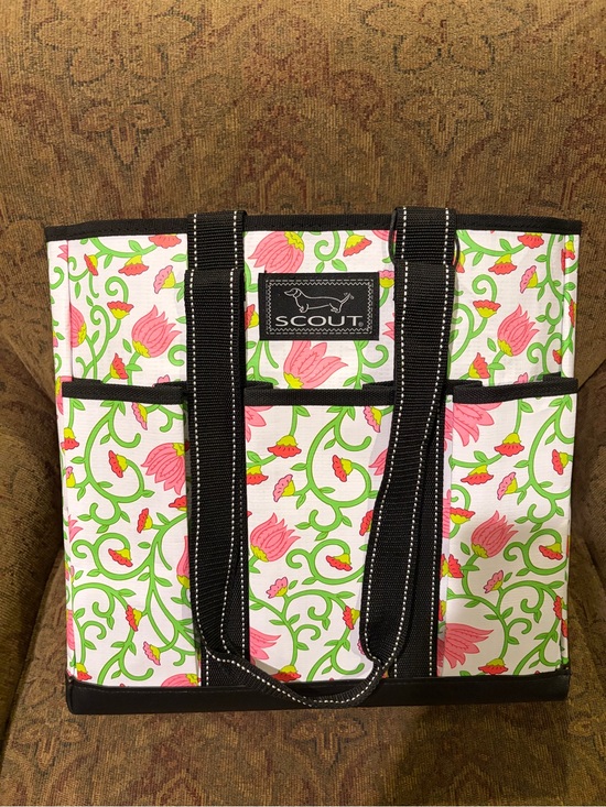 Scout Handbags - Scout Pink Floral Tote with Black Straps